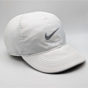 Nike Hat Cap Strap Back White Dri-FIT Center Swoosh Golf Featherlite Running